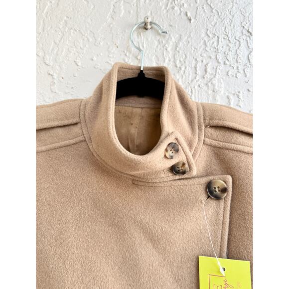 Theory Wool Blend Long Sleeve Double Breasted Pea Coat Jacket Brown Womens S - Picture 3 of 9